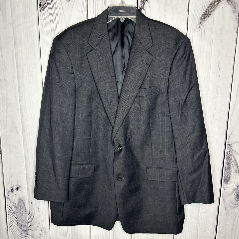Hart Schaffner Marx Gray Glen Check Sport Coat Blazer 42R Vintage Union Made USA